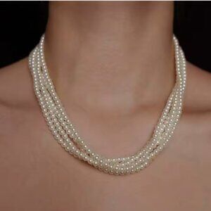 Multilayer Pearl Choker Necklaces for Women Elegant Imitation Pearl